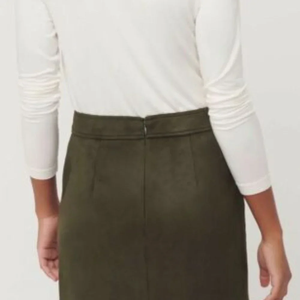 NWT LOFT Army Green Suede Skirt - size 20 - Picture 2 of 7